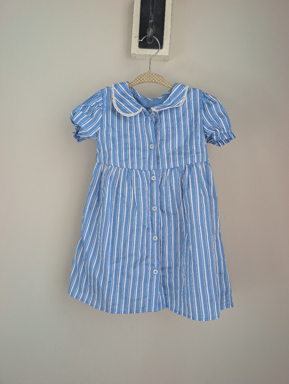 Amazon Essentials x Sofia Grainge Cotton Sateen Dress 24 Mo Blue White Stripe